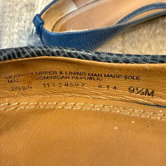 Tory Burch Ballet Flat Mini Miller Logo Leather Matte Micro Tejus Blue Size 9.5 - Picture 9 of 10